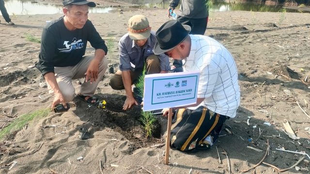 PCNU Kraksaan Tanam Ratusan Pohon di Pantai Duta Paiton Peringati HMPI 2025